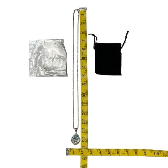 Boho Chic Necklace Southwestern Turquoise Silver Vibe Pendant Chain Gift Pouch - Picture 11 of 16